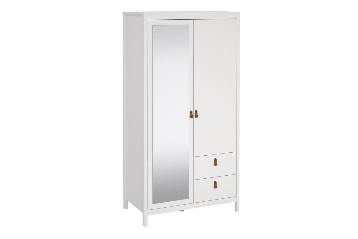 Barcelona Wardrobe With 1 Door 1 Mirror Door 2 Drawers In White