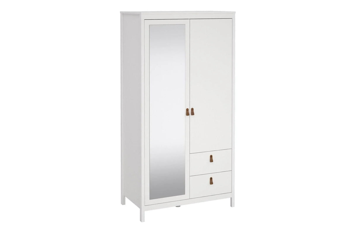 Barcelona Wardrobe With 1 Door 1 Mirror Door 2 Drawers In White