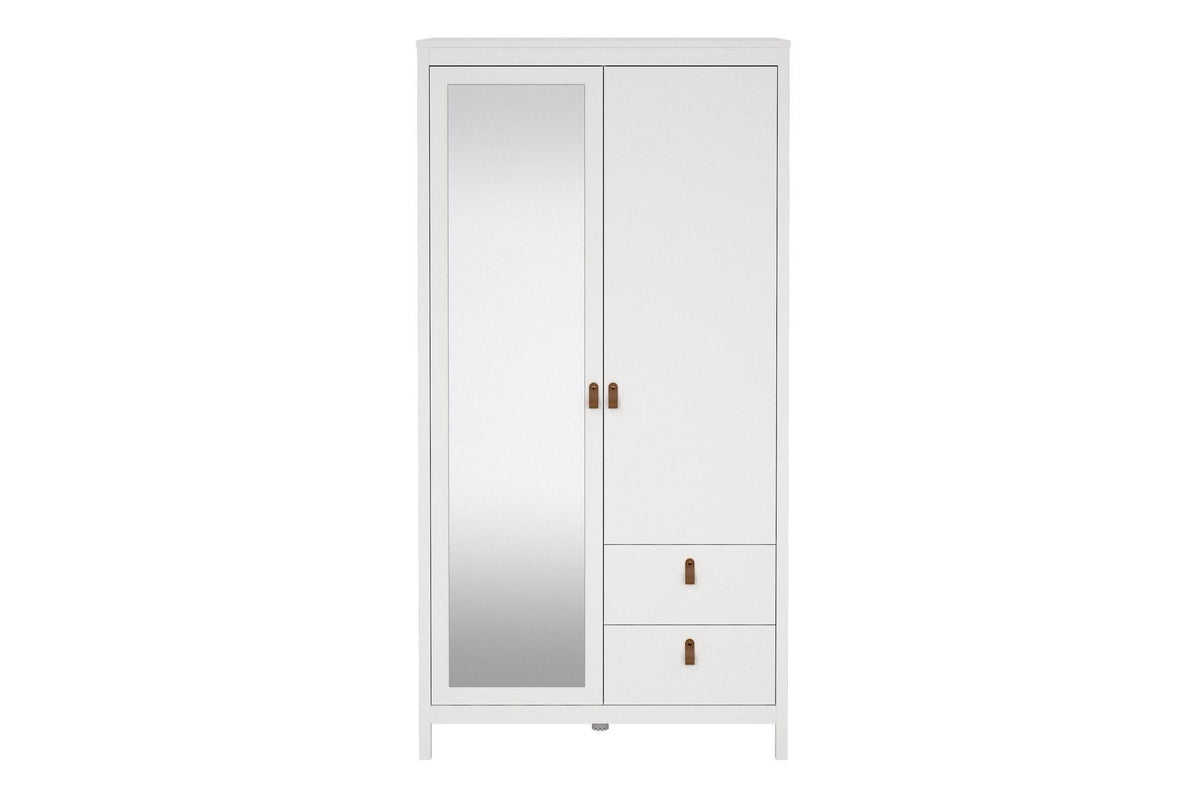 Barcelona Wardrobe With 1 Door 1 Mirror Door 2 Drawers In White