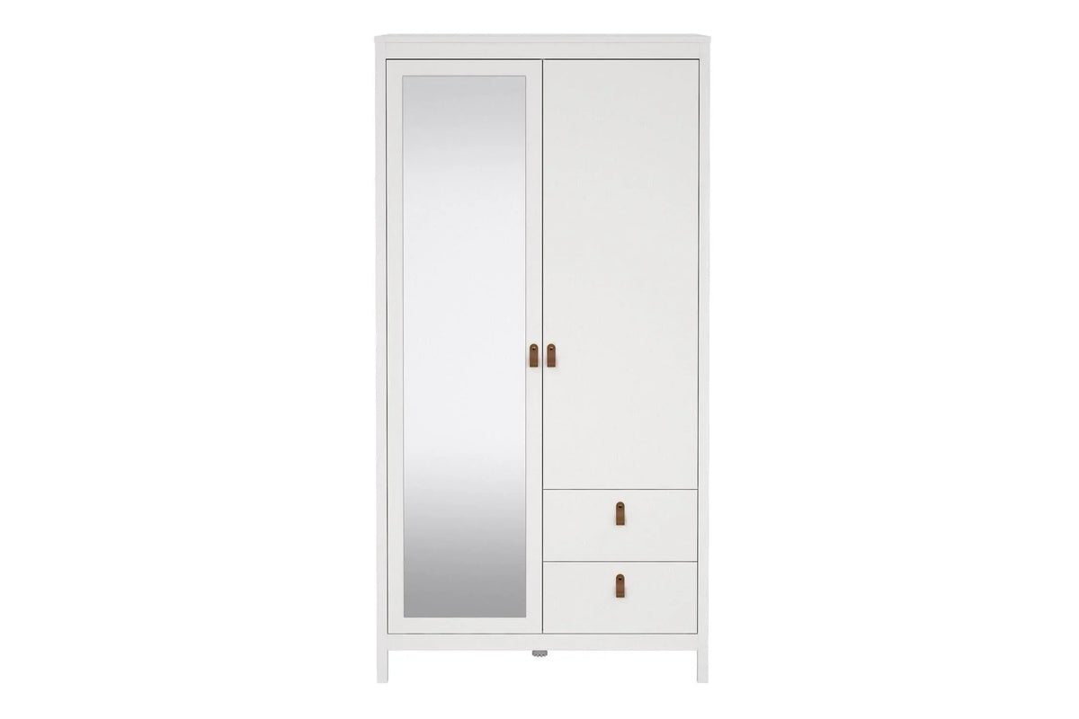 Barcelona Wardrobe With 1 Door 1 Mirror Door 2 Drawers In White