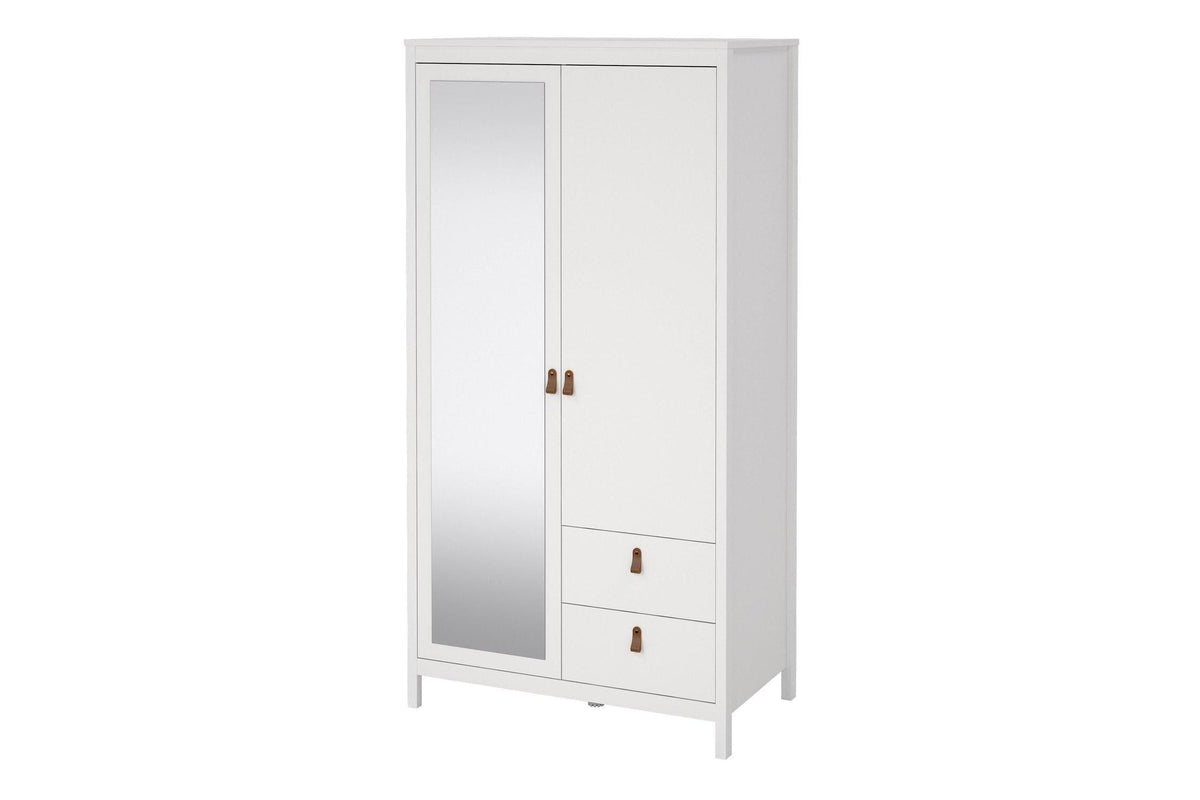 Barcelona Wardrobe With 1 Door 1 Mirror Door 2 Drawers In White