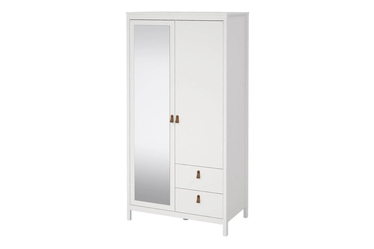 Barcelona Wardrobe With 1 Door 1 Mirror Door 2 Drawers In White