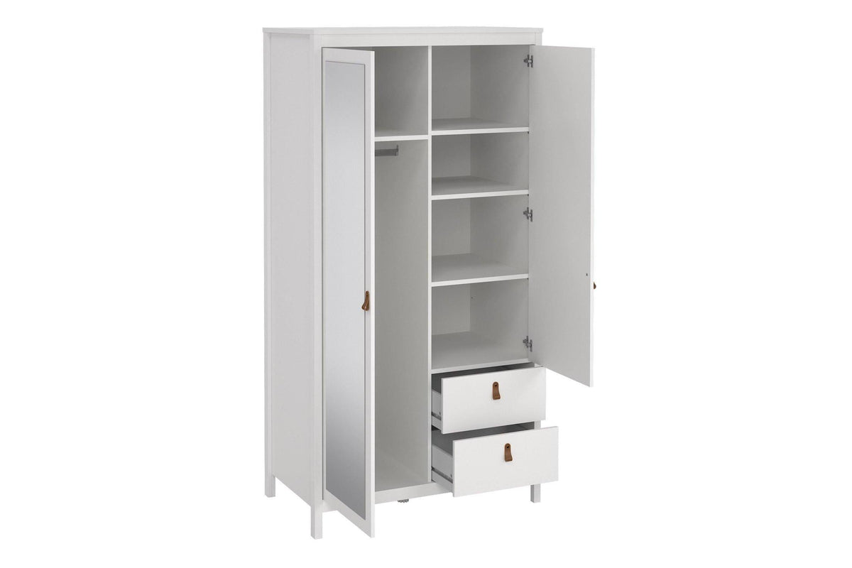 Barcelona Wardrobe With 1 Door 1 Mirror Door 2 Drawers In White