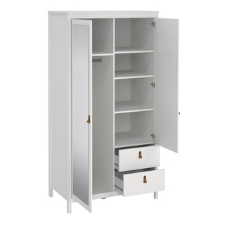 Barcelona Wardrobe With 1 Door 1 Mirror Door 2 Drawers In White