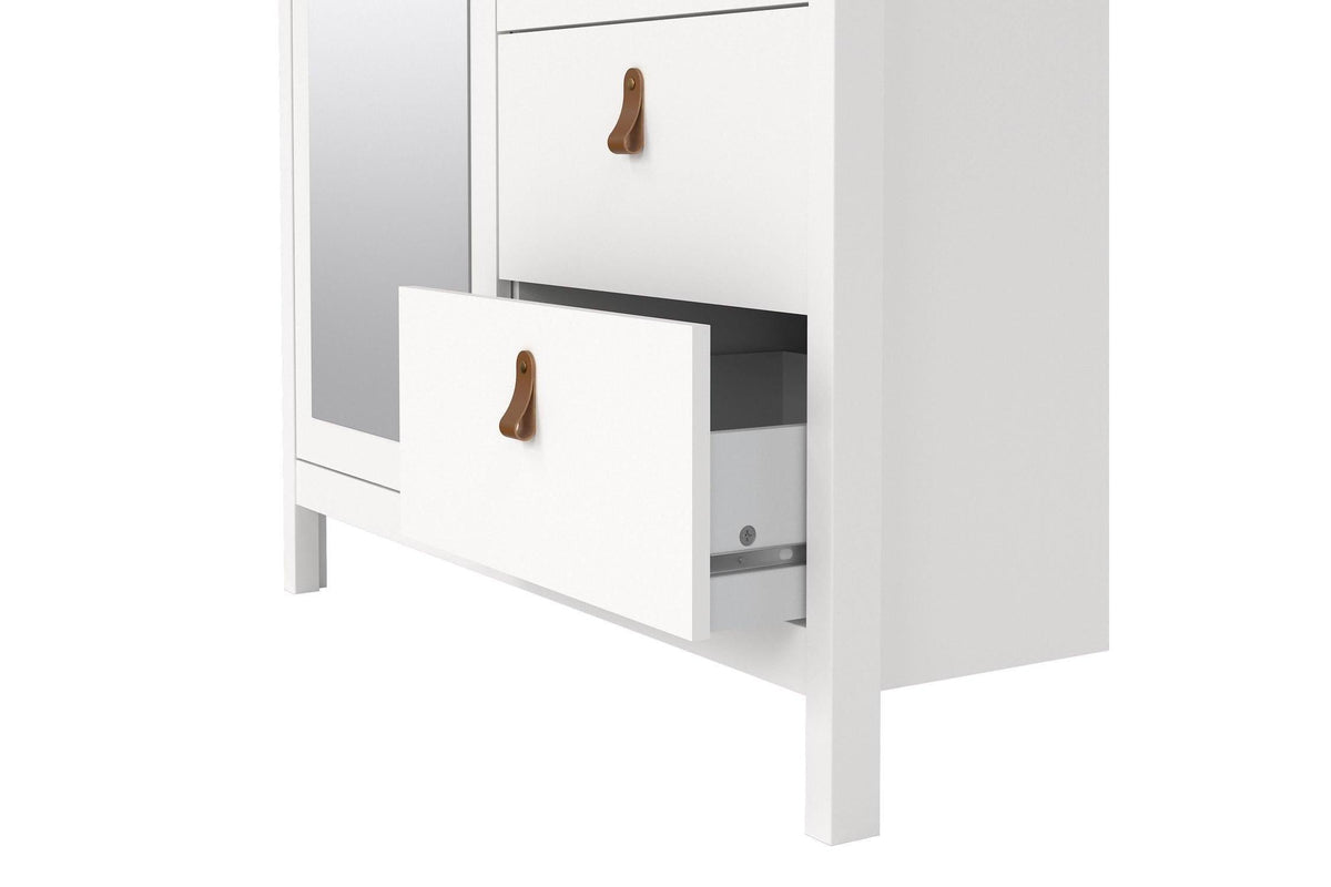 Barcelona Wardrobe With 1 Door 1 Mirror Door 2 Drawers In White