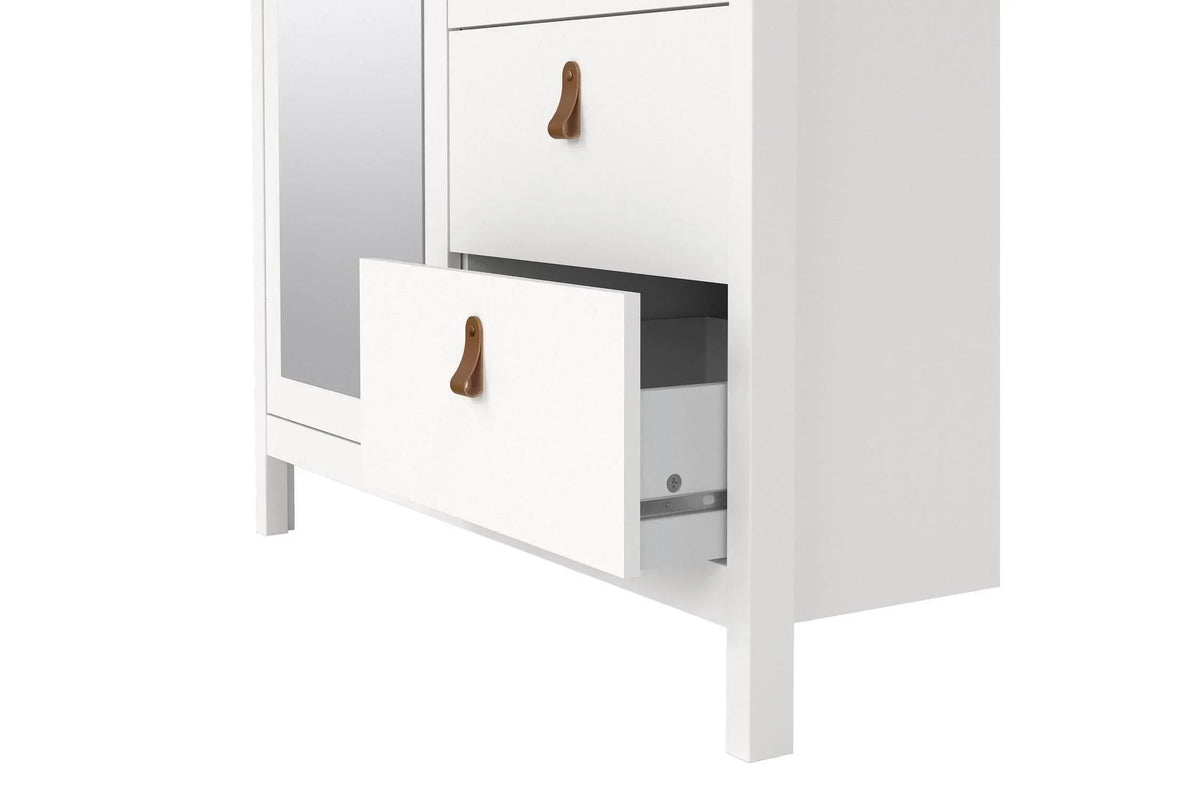 Barcelona Wardrobe With 1 Door 1 Mirror Door 2 Drawers In White