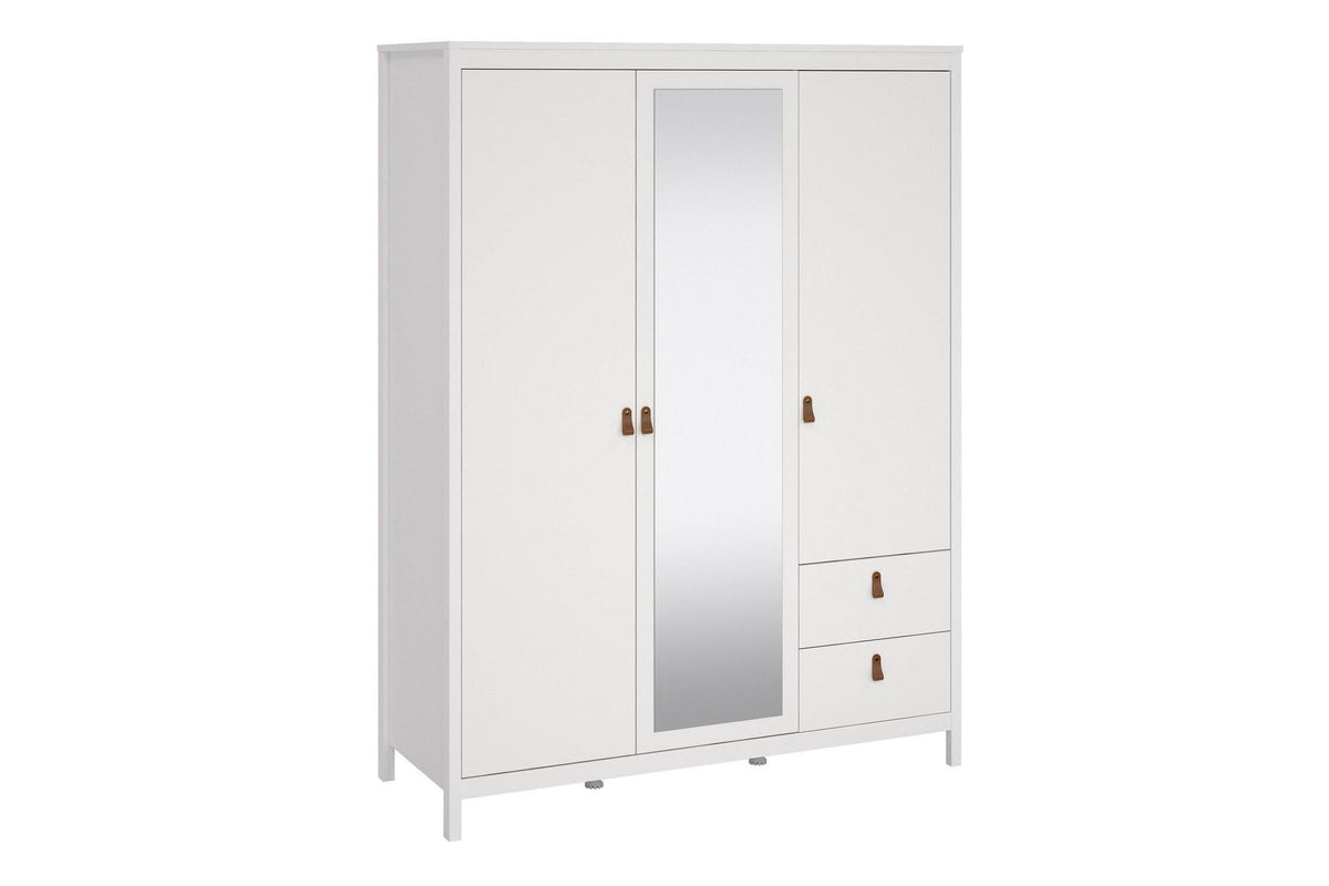 Barcelona Wardrobe With 2 Doors 1 Mirror Door 2 Drawers In White