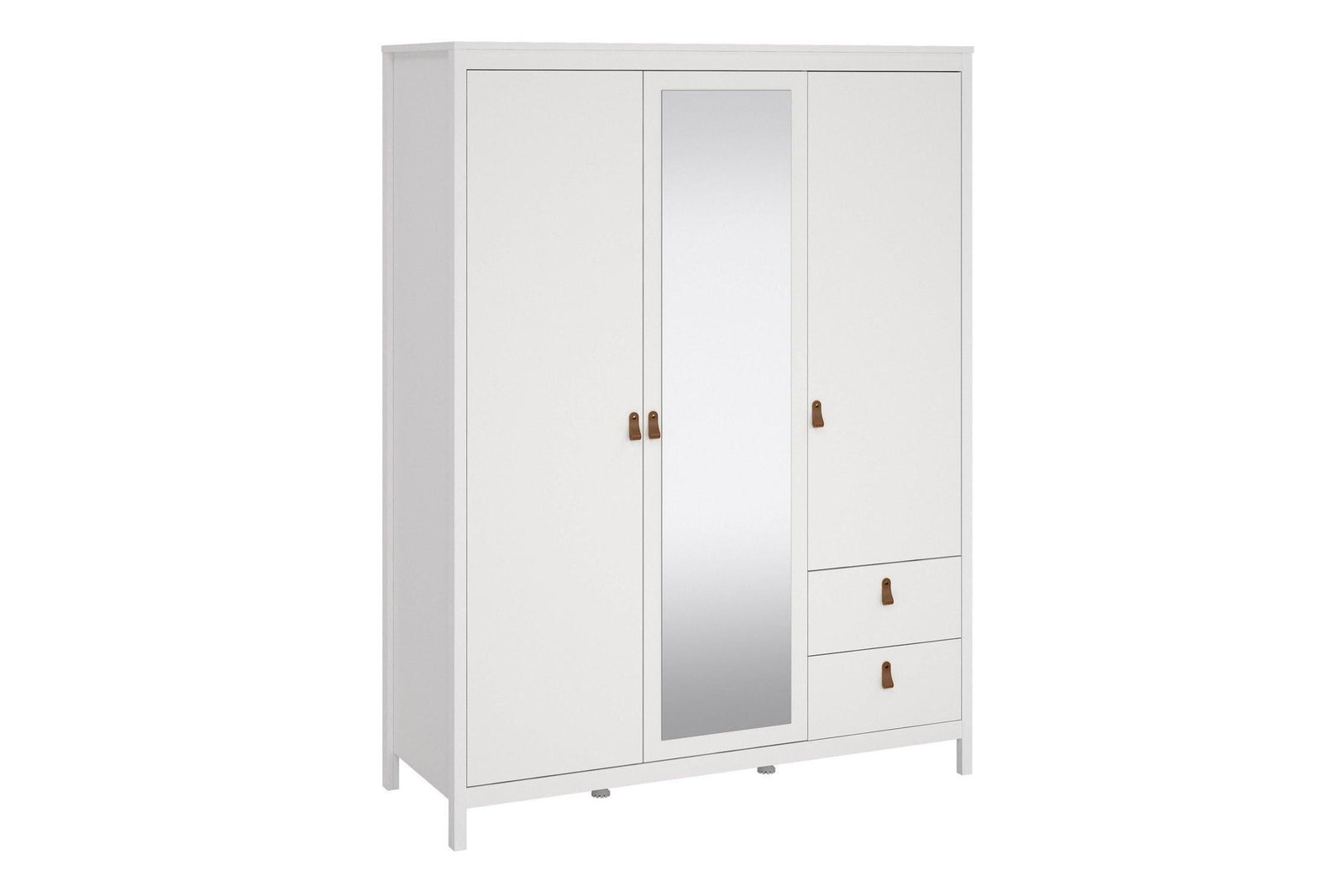 Barcelona Wardrobe With 2 Doors 1 Mirror Door 2 Drawers In White