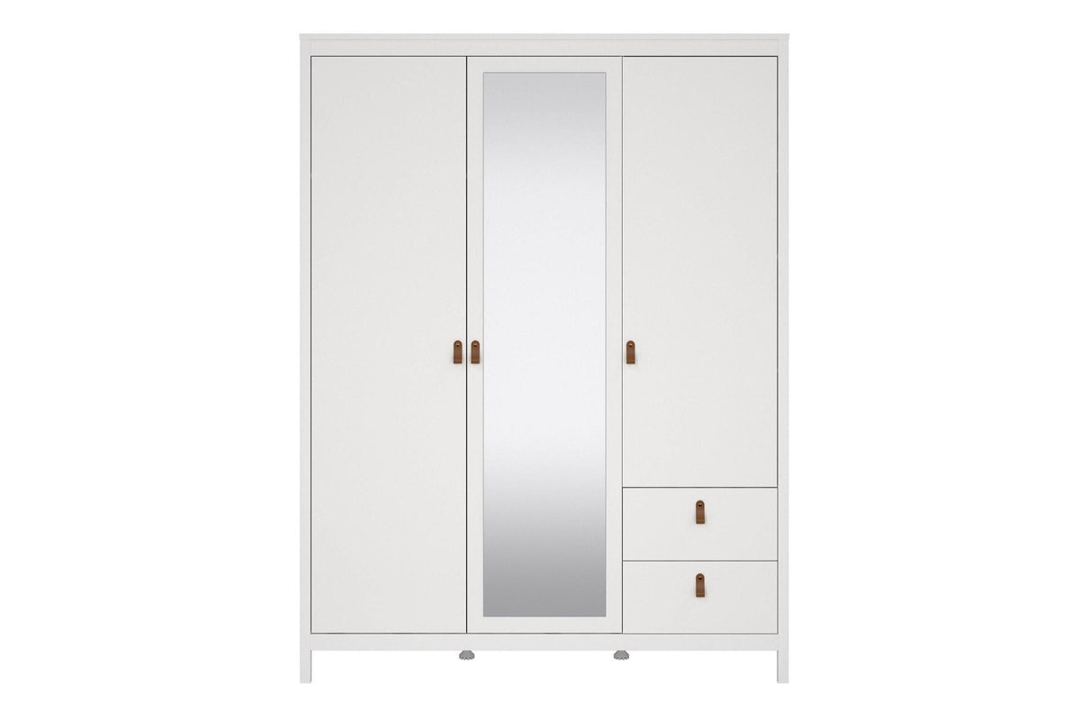 Barcelona Wardrobe With 2 Doors 1 Mirror Door 2 Drawers In White