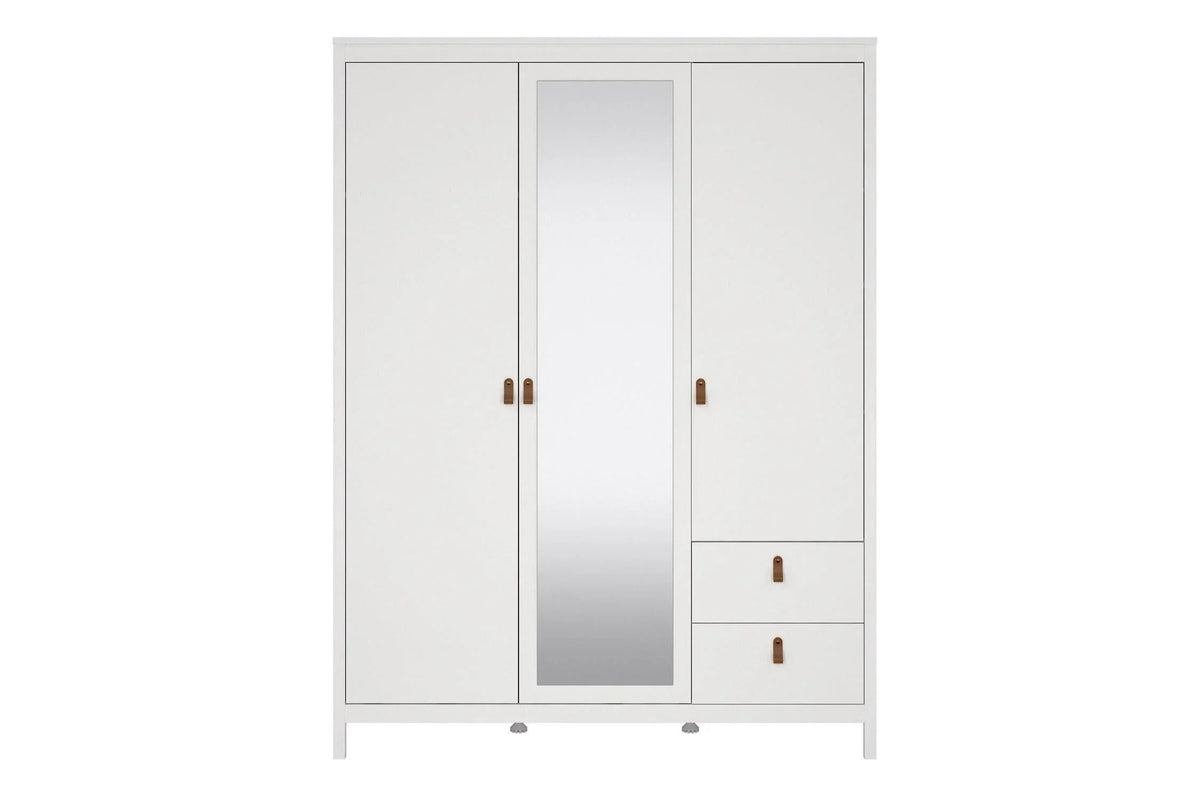 Barcelona Wardrobe With 2 Doors 1 Mirror Door 2 Drawers In White