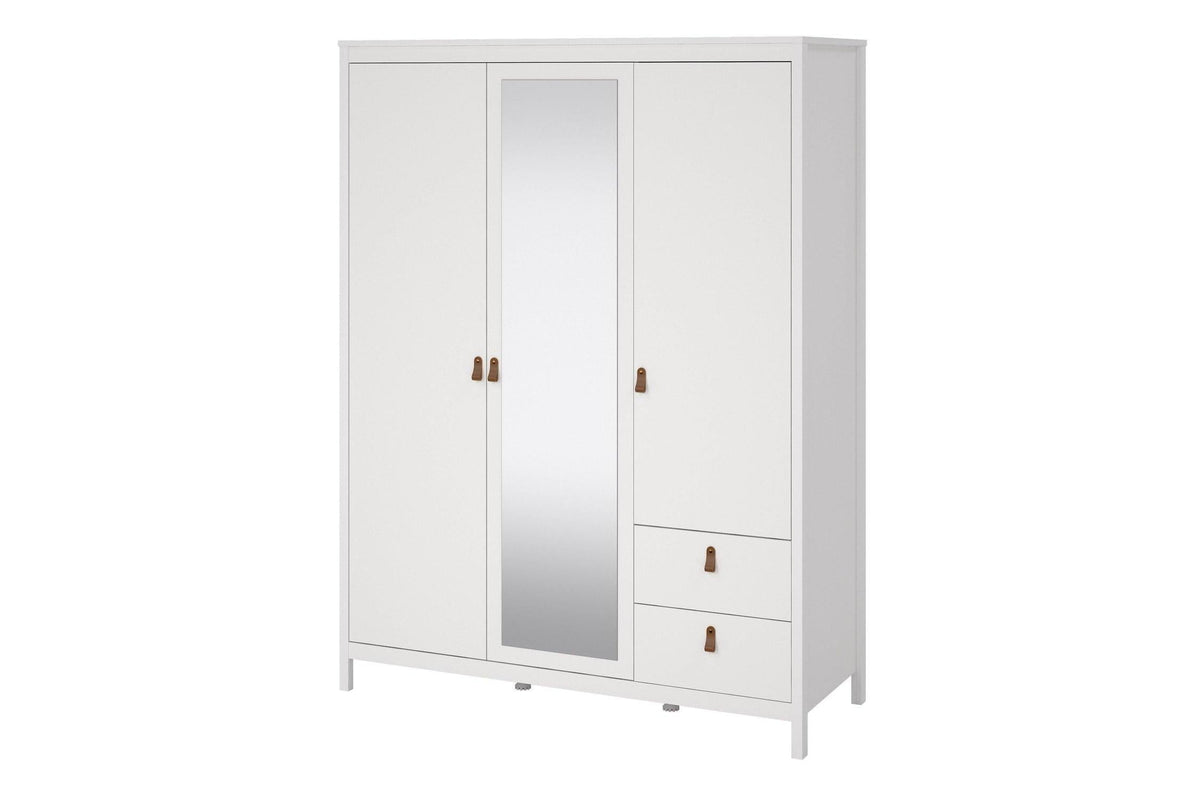 Barcelona Wardrobe With 2 Doors 1 Mirror Door 2 Drawers In White