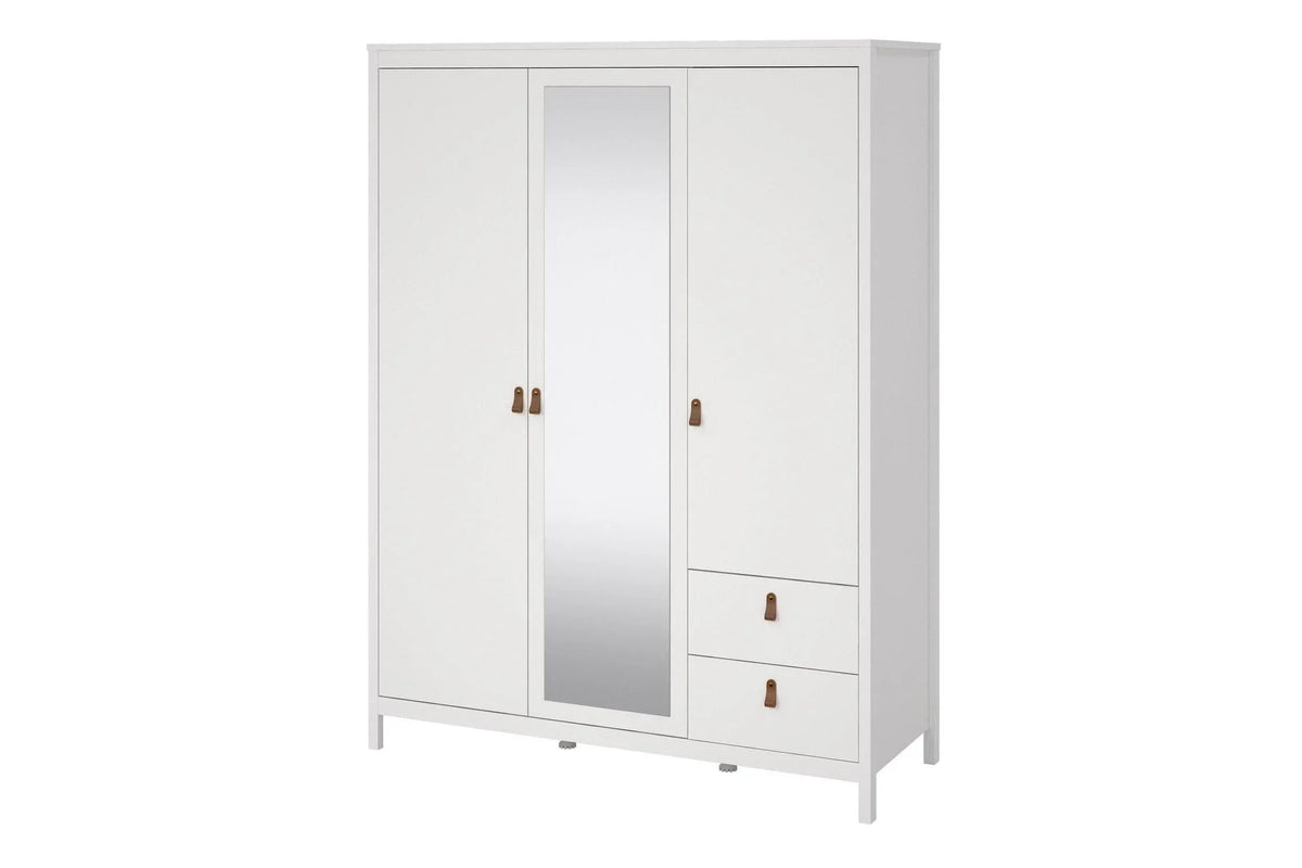 Barcelona Wardrobe With 2 Doors 1 Mirror Door 2 Drawers In White