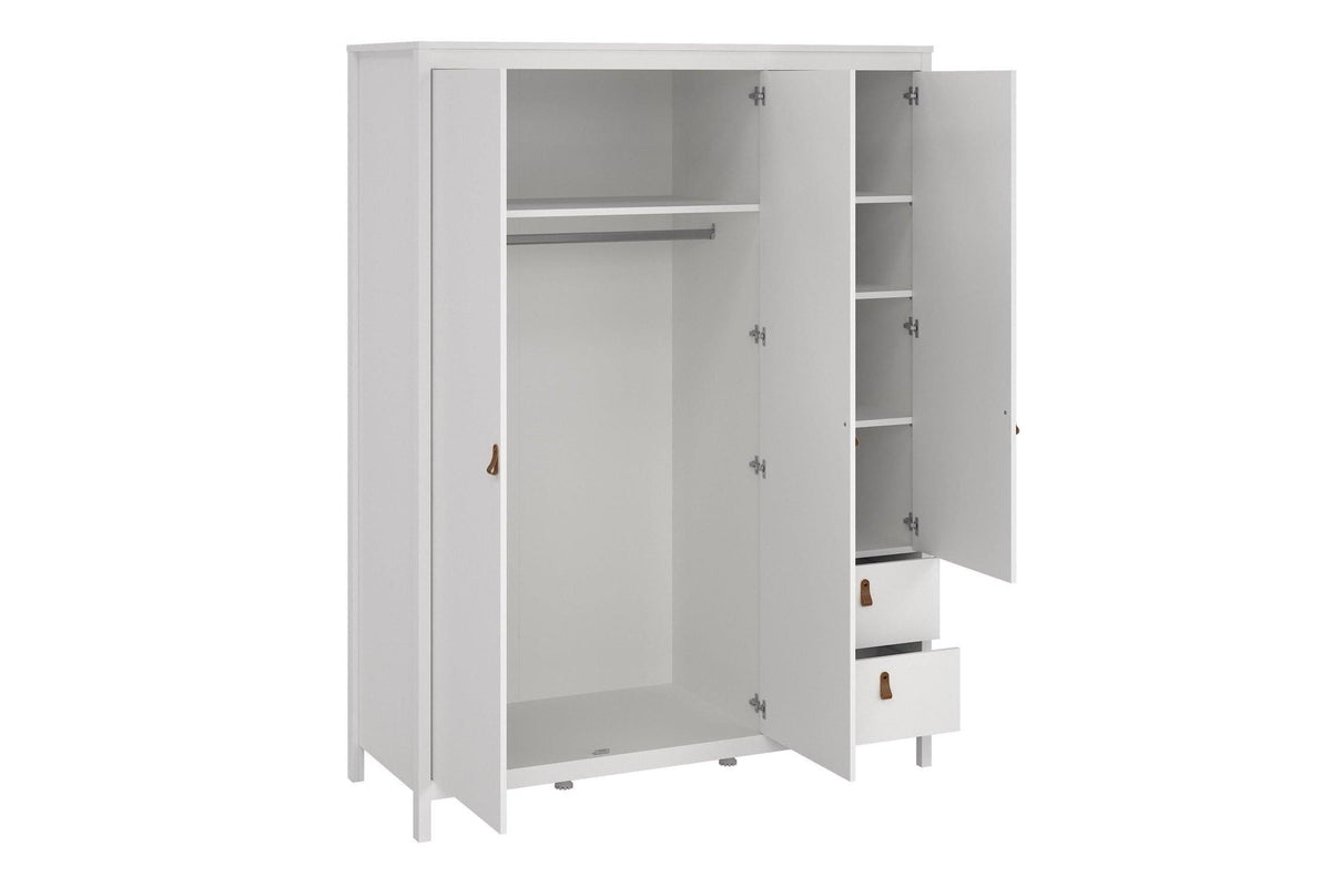 Barcelona Wardrobe With 2 Doors 1 Mirror Door 2 Drawers In White