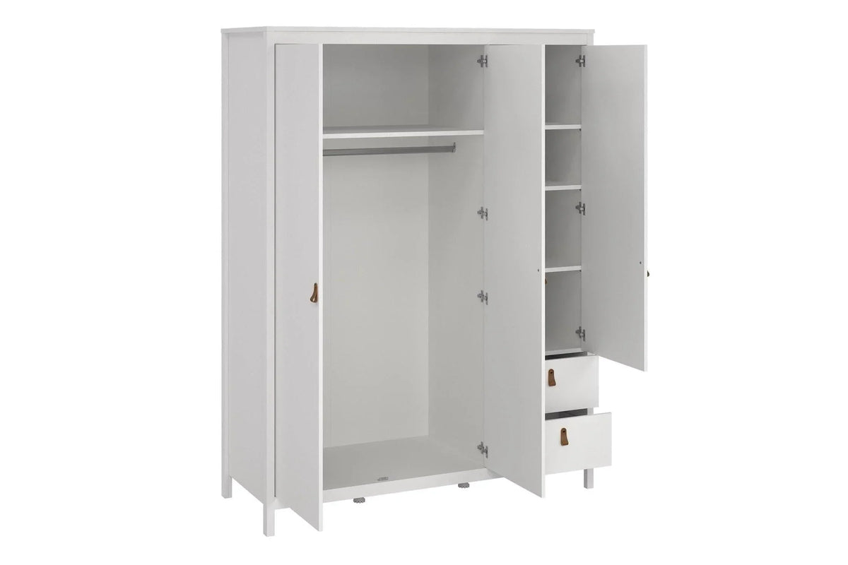 Barcelona Wardrobe With 2 Doors 1 Mirror Door 2 Drawers In White