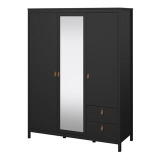 barcelona wardrobe with 2 doors 1 mirror door 2 drawers in matt black