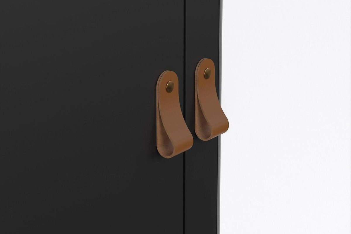 Barcelona Wardrobe With 2 Doors 1 Mirror Door 2 Drawers In Matt Black