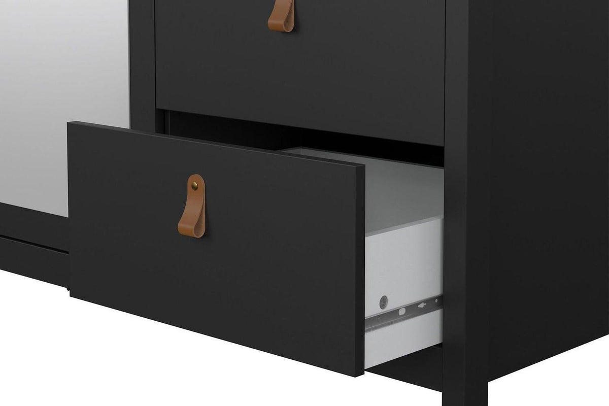 Barcelona Wardrobe With 2 Doors 1 Mirror Door 2 Drawers In Matt Black