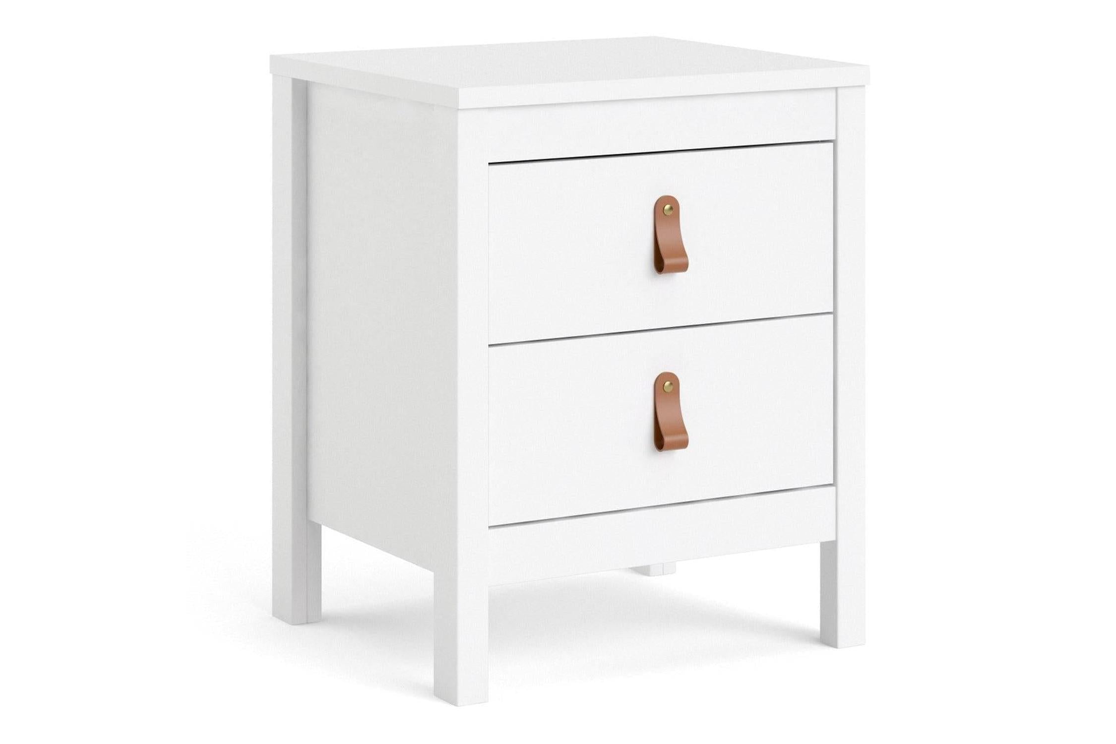 Barcelona Bedside Table 2 Drawers In White