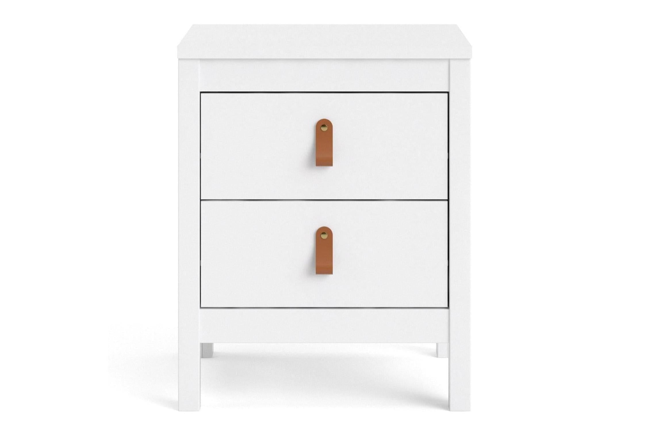 Barcelona Bedside Table 2 Drawers In White
