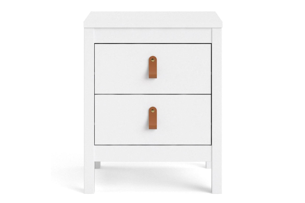 Barcelona Bedside Table 2 Drawers In White