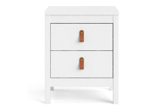 Barcelona Bedside Table 2 Drawers In White