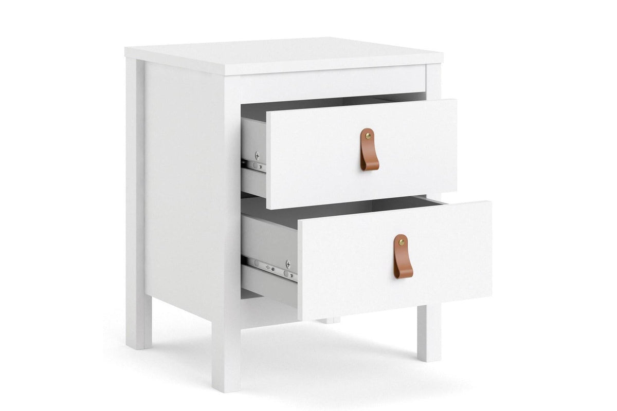 Barcelona Bedside Table 2 Drawers In White