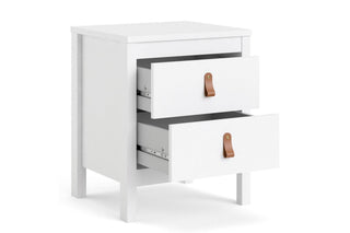 Barcelona Bedside Table 2 Drawers In White