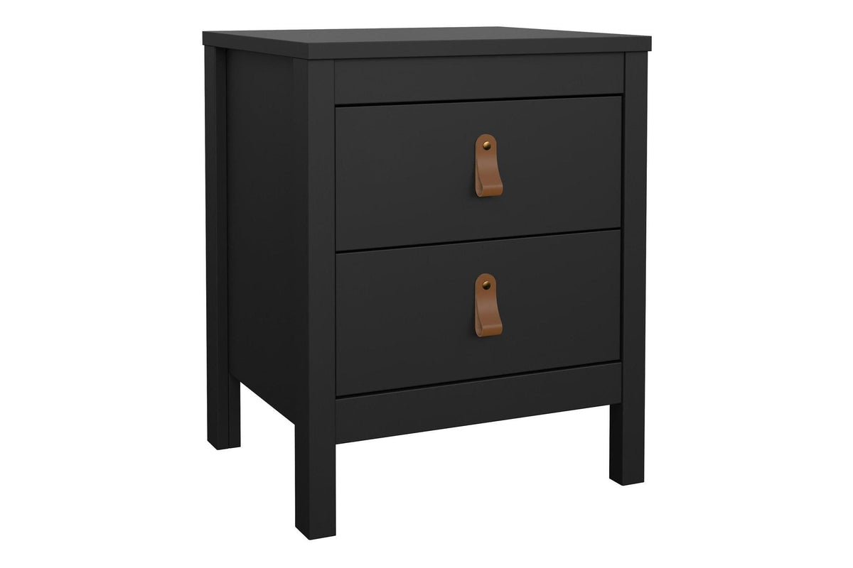 Barcelona Bedside Table 2 Drawers In Matt Black