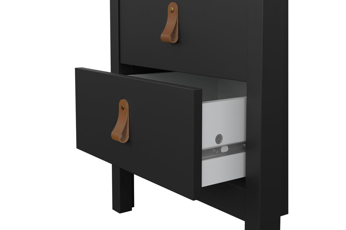Barcelona Bedside Table 2 Drawers In Matt Black