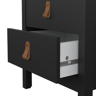 barcelona bedside table 2 drawers in matt black