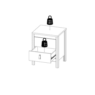 barcelona bedside table 2 drawers in matt black