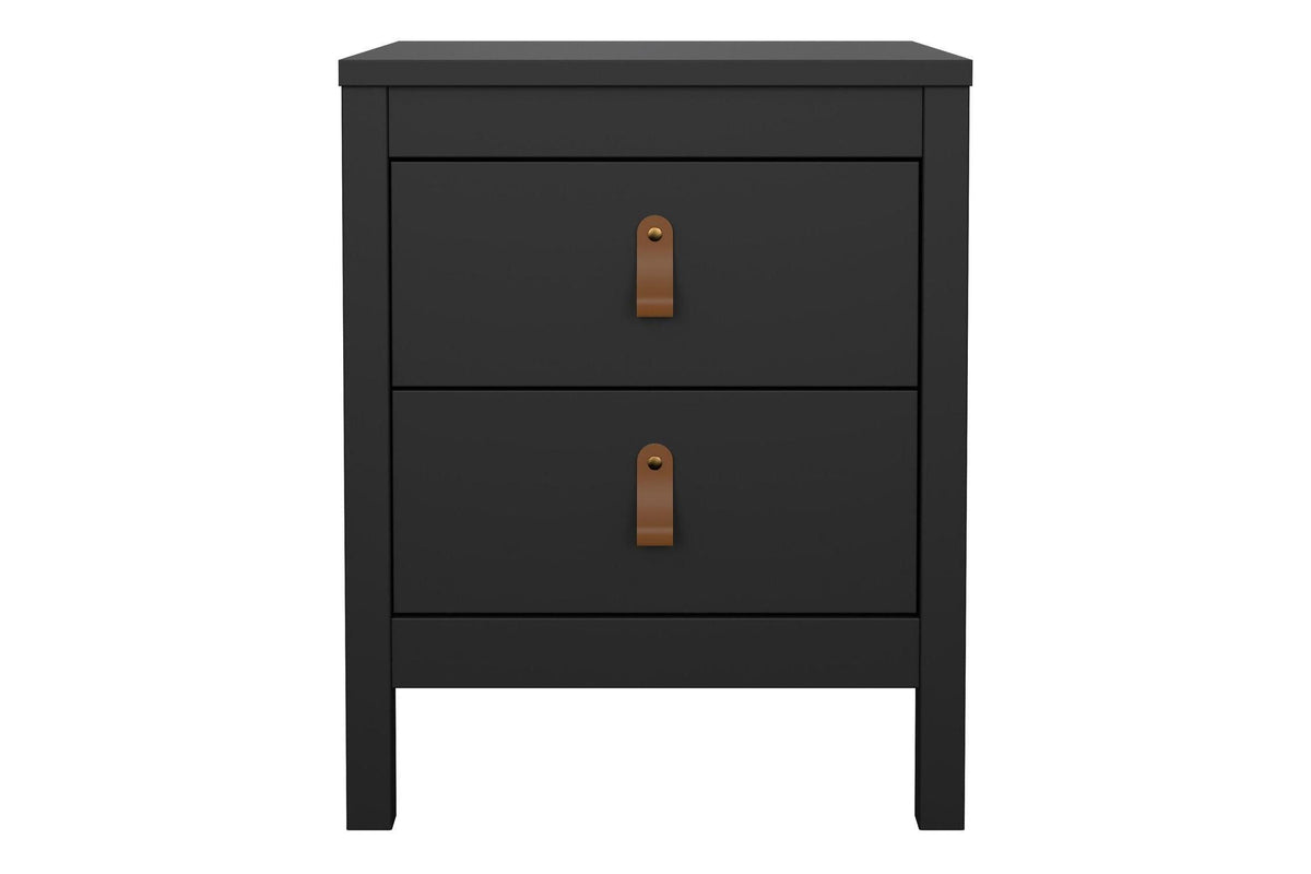 Barcelona Bedside Table 2 Drawers In Matt Black