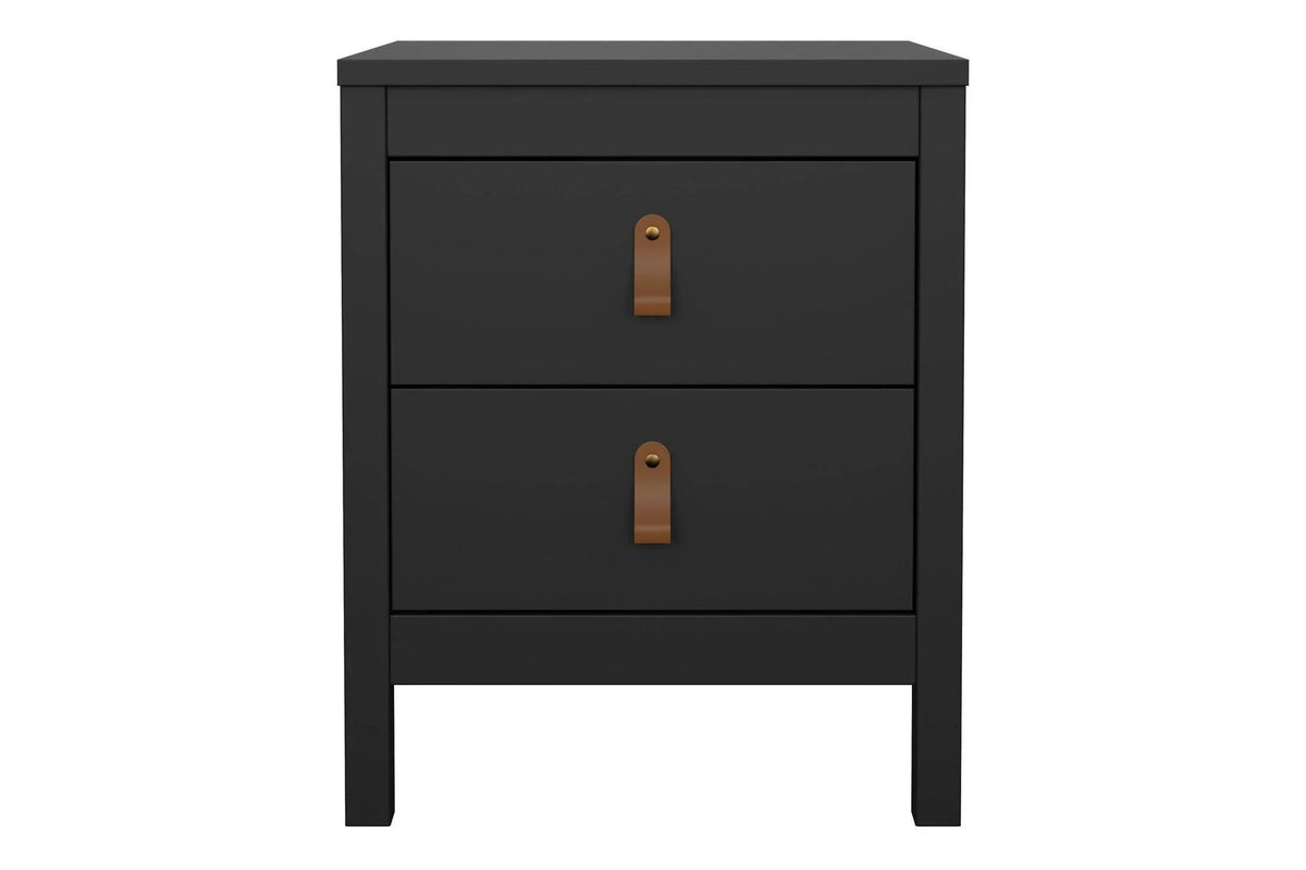 Barcelona Bedside Table 2 Drawers In Matt Black