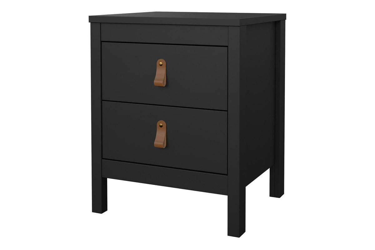 Barcelona Bedside Table 2 Drawers In Matt Black