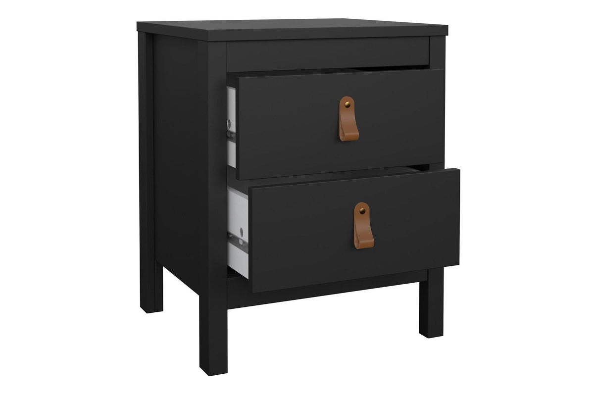 Barcelona Bedside Table 2 Drawers In Matt Black