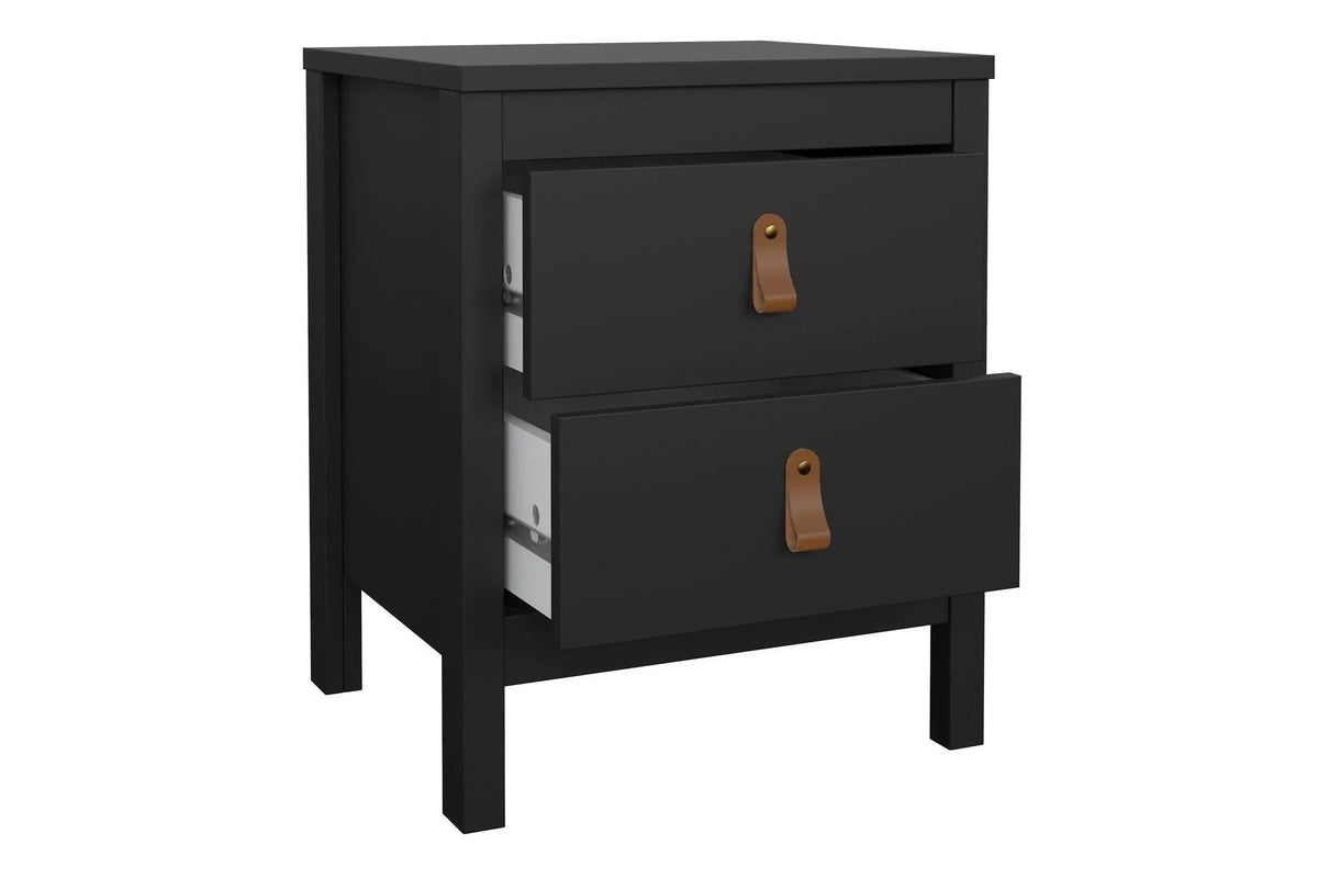 Barcelona Bedside Table 2 Drawers In Matt Black