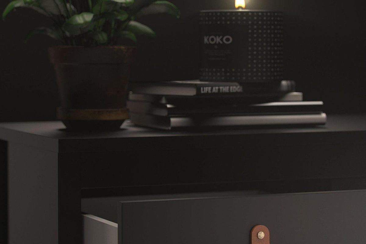 Barcelona Bedside Table 2 Drawers In Matt Black