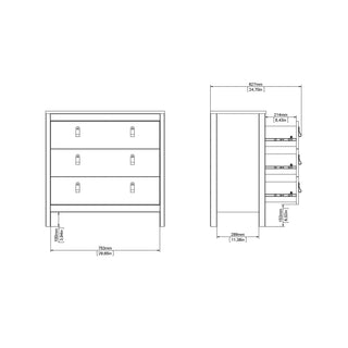 barcelona chest 3 drawers in white
