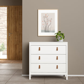 barcelona chest 3 drawers in white