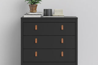 Barcelona Chest 3 Drawers In Matt Black