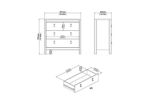 Barcelona Chest 3 Drawers In Matt Black