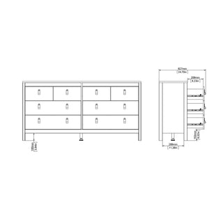 barcelona double dresser 4+4 drawers in white