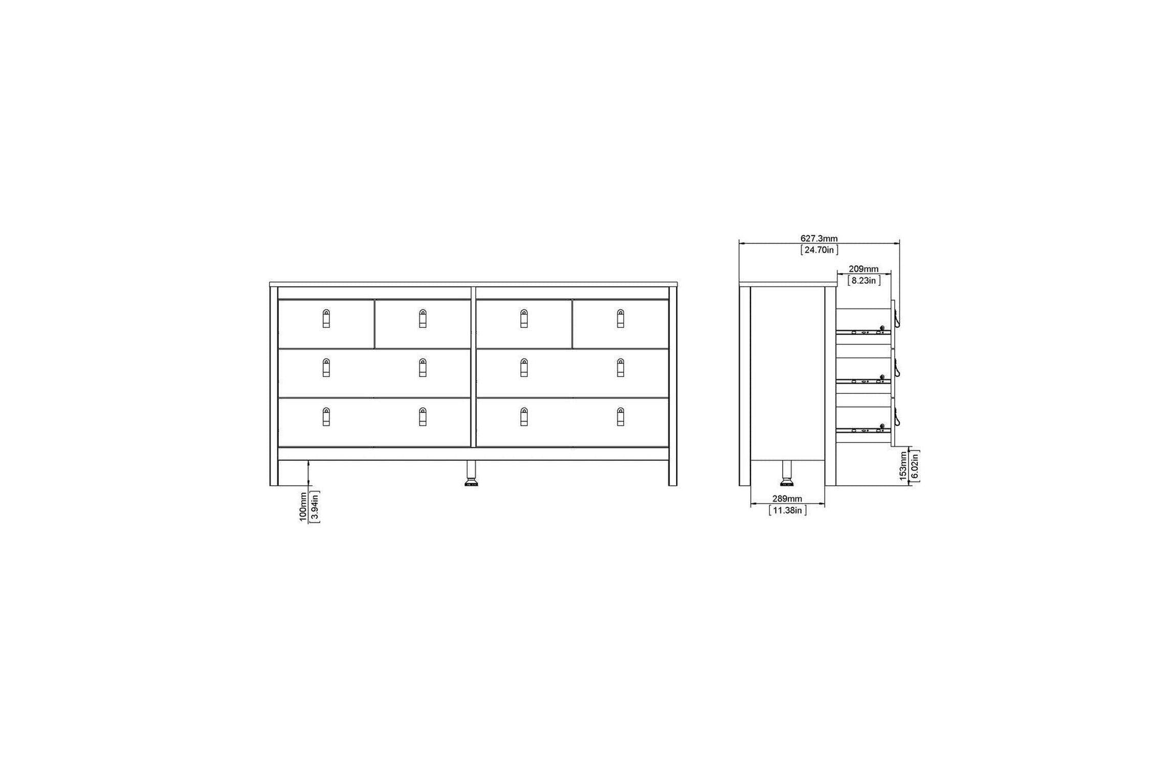 Barcelona 4+4 Chest of Drawers In Matt Black