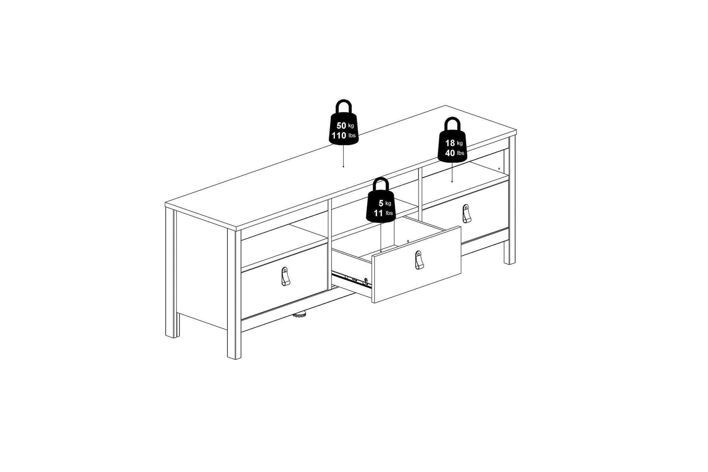 Barcelona Tv Unit 3 Drawers In White
