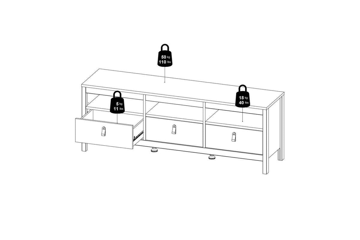 Barcelona Tv Unit 3 Drawers In Matt Black
