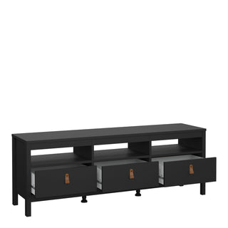 barcelona tv unit 3 drawers in matt black
