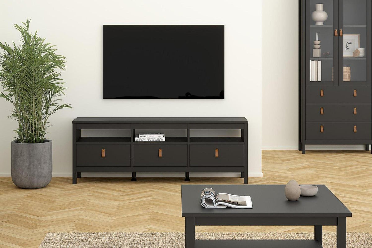 Barcelona Tv Unit 3 Drawers In Matt Black
