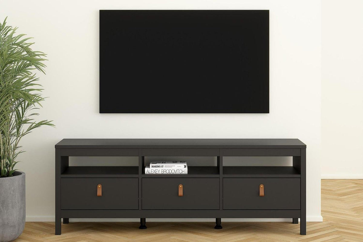 Barcelona Tv Unit 3 Drawers In Matt Black