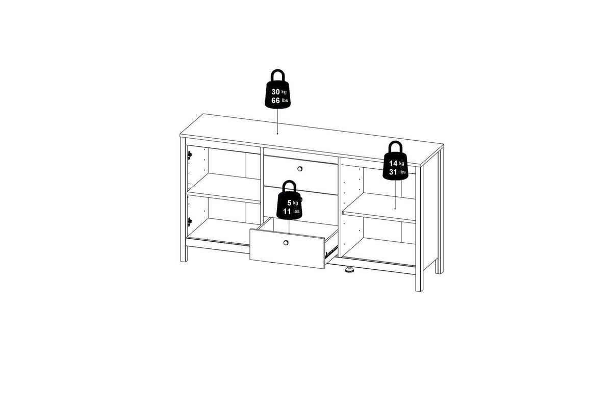 Barcelona Sideboard 2 Doors 3 Drawers In Matt Black