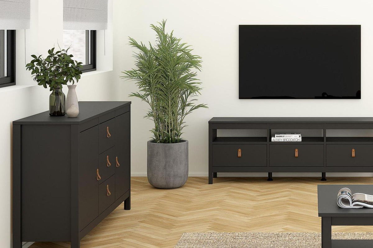 Barcelona Sideboard 2 Doors 3 Drawers In Matt Black